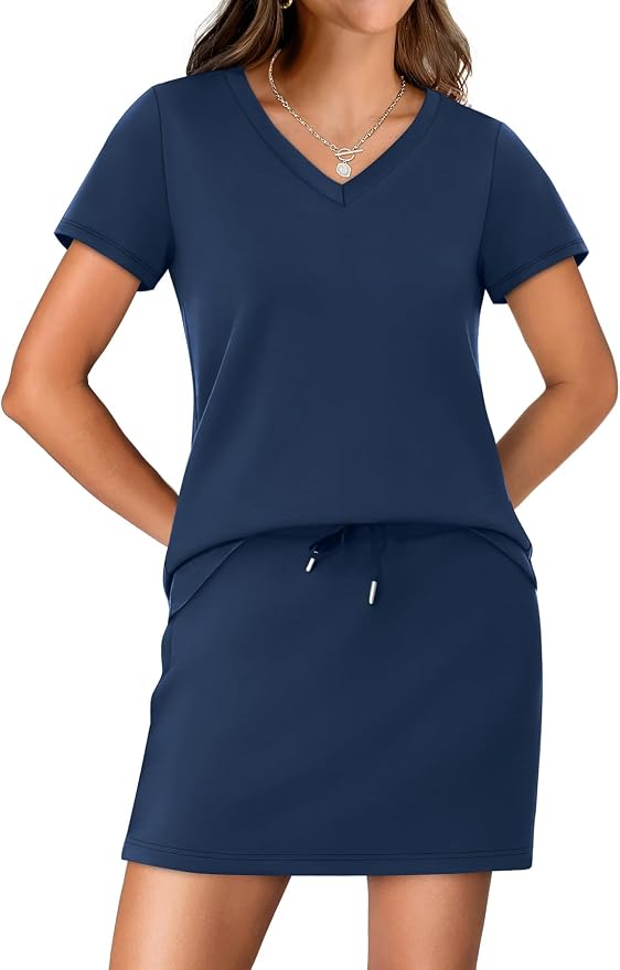 NIASHOT Two Piece Skirt Sets for Women Summer Vacation Travel Outfits Tennis Golf Skorts Versatile Lounge Sets - Image 2