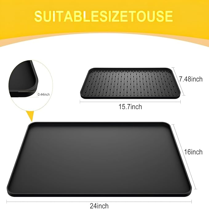 Coffee Mat, Dish Drying Mat 2 in1 Coffee Maker Mat for Kitchen Counter, 16"x24" Silicone Bar Pad, Anti-Slip, Heat Resistant Drip Pad for Espresso Machines, Dinner Plates, Ice Cream Machines - Image 6