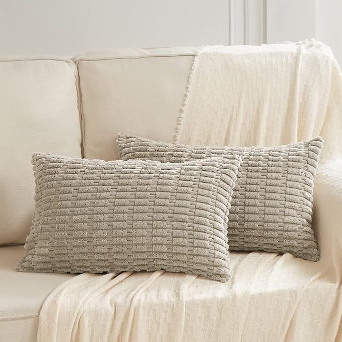 Fancy Homi 4 Packs Decorative Throw Pillow Covers for Living Room Couch Bed, Modern Farmhouse Boho Home Décor Accent Cushion Case, 24" x 12", Taupe - Image 6