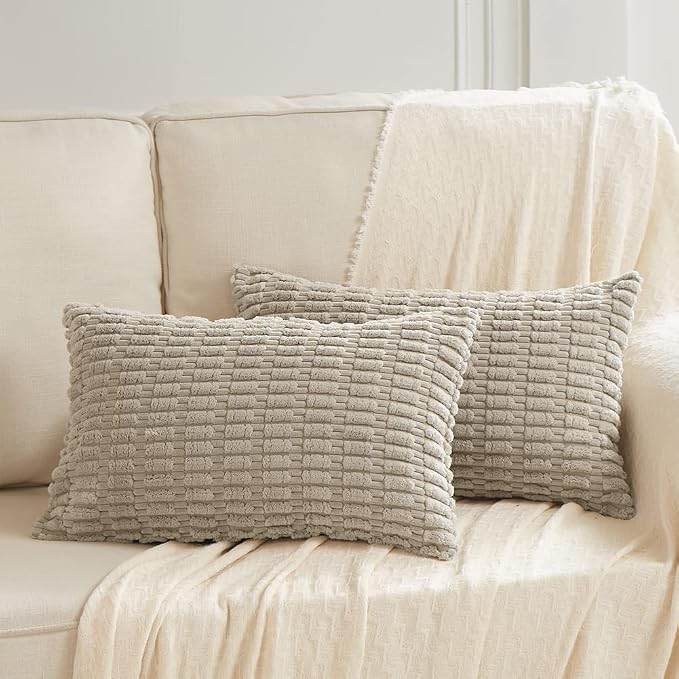 Fancy Homi 4 Packs Decorative Throw Pillow Covers for Living Room Couch Bed, Modern Farmhouse Boho Home Décor Accent Cushion Case, 20" x 12", Taupe - Image 6