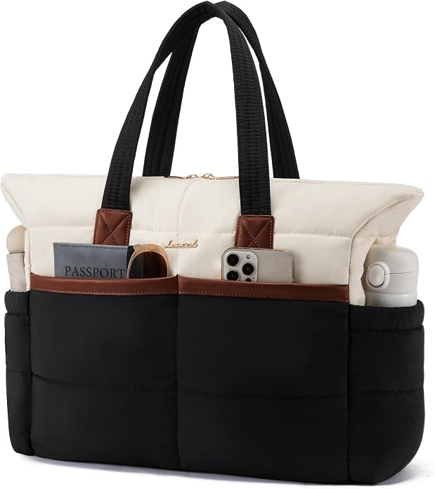 LOVEVOOK Tote Bag for Women,Light Puffer Tote Bag with Multi-pockets,Stylish Carry on Laptop Bags for Daily,Travel,Work,Gym by LOVEVOOK