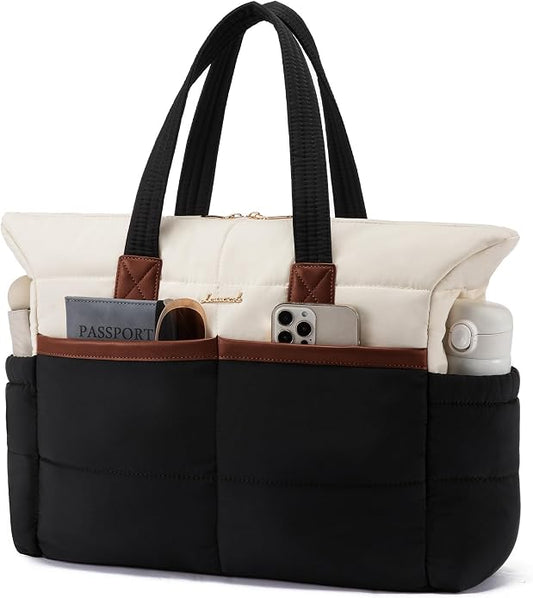 LOVEVOOK Tote Bag for Women,Light Puffer Tote Bag with Multi-pockets,Stylish Carry on Laptop Bags for Daily,Travel,Work,Gym by LOVEVOOK