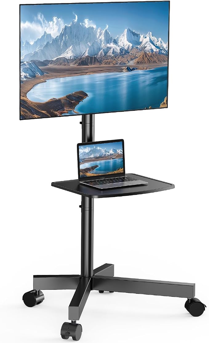 PERLESMITH Rolling TV Stand for 23-63 Inch Flat/Curved Screen TVs up to 88 lbs, Mobile TV Stand on Wheels, Portable TV Stand with Tilt & Height Adjustable,Outdoor TV Stand Max VESA 400x400mm - Image 8