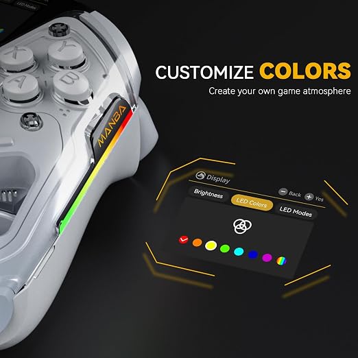 ManbaOne Interactive Screen Wireless Gaming Controller for PC/Switch/Switch 2/iOS/Android,Hall Effect Stick & Trigger,RGB Lighting,Remappable Buttons,1800mAh with Charging Dock (White) | for PC/Switch1/2/iOS/Android,Hall Effect Stick & Trigger,RGB Ligh... - Image 6