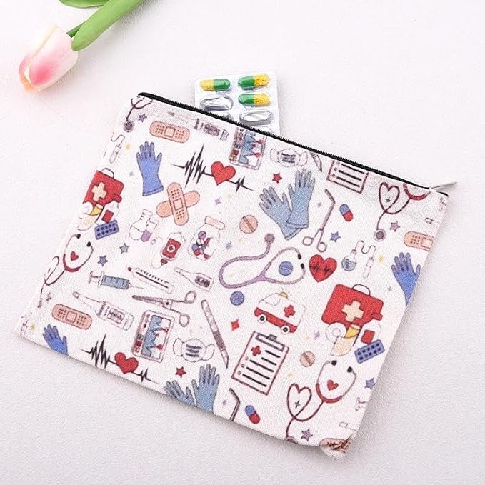 Family Medicine Travel Bag Small Pharmacy Organizer Medicine Bag Band Aid Ouchie Pouch Nurse Gifts for Nursing Student Pharmacist Dentist Doctor Gifts for Women Emergency Pouch Essential Storage Pouch - Image 6