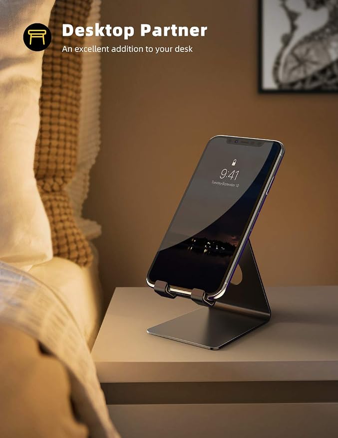 Lamicall Cell Phone Stand, Phone Dock: Cradle, Holder, Stand for Office Desk - Black - Image 4