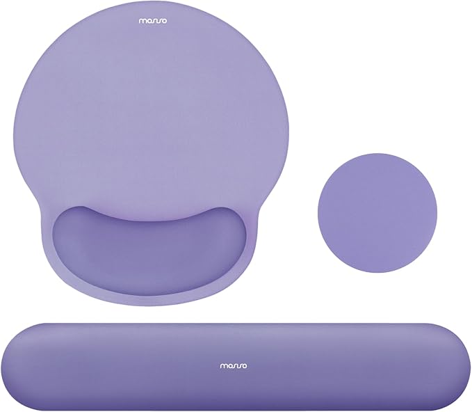 MOSISO Wrist Rest Support for Mouse Pad&Keyboard Set, Lavender Purple | Circle Curved Ergonomic Mousepad Non-Slip Base Home/Office Pain Relief&Easy Typing Pad with Soft Cloth&Silicone Lining by MOSISO