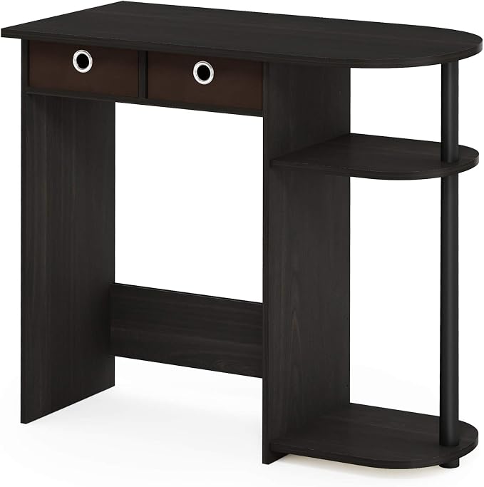 Furinno Go Green Desk, 31.5" Wide Gaming Desk with 2 Side Shelves and Storage Bins, Computer Desk, Office Desk for Home Office, Study Room, Dorm, Bedroom, Espresso - Image 5