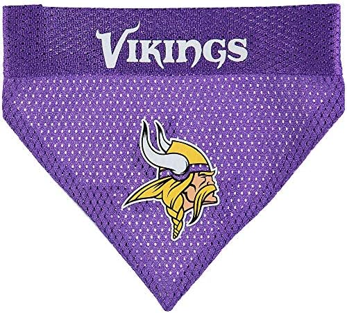 Pets First NFL DOG BANDANA - MINNESOTA VIKINGS REVERSIBLE PET BANDANA. 2 Sided Sports Bandana with a PREMIUM Embroidery TEAM LOGO, Small/Medium. - 2 Sizes & 32 NFL Teams available by PETSFIRST