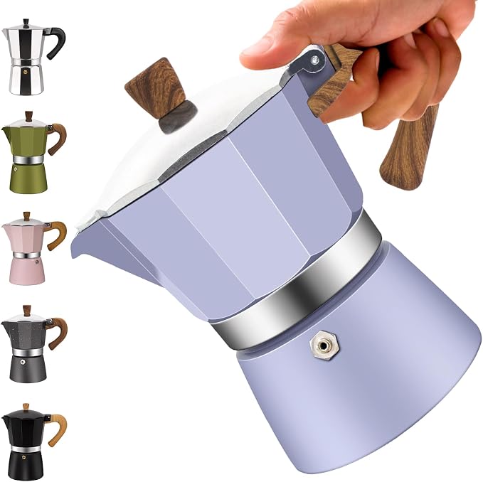 12 Cup Aluminum Moka Pot Classic Stovetop Espresso Coffee Maker 600ml 20oz Coffeemaker Percolator Mocha Pot Greca Coffee Maker Cafe Makers for Italian and Cuban Café Brewing Purple by Vaolvpant