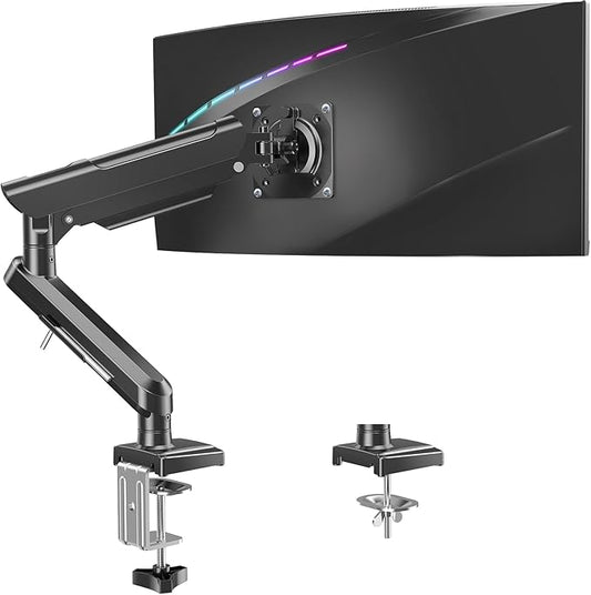Single Monitor Desk Mount, 13-32 inch Adjustable Full Motion Monitor Arm, Computer Monitor Stand Holder with Clamp and Grommet Base, Fits 4.4 to 22lbs Screens, VESA Mount Bracket, Black, Freelift Pro by MOUNTPRO