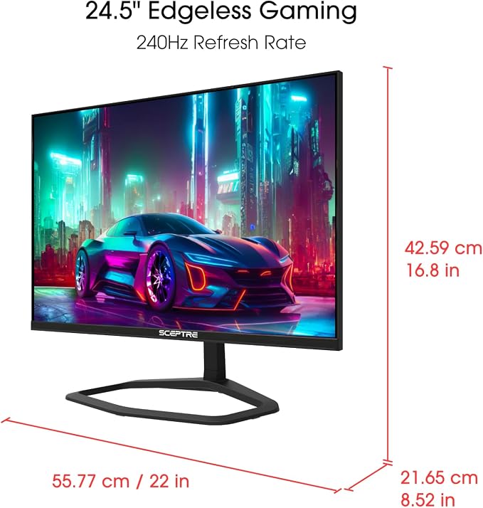 Sceptre New 24.5-inch Gaming Monitor 240+Hz 1ms DisplayPort x2 HDMI x2 100% sRGB AMD FreeSync Premium Build-in Speakers, Machine Black 2025 (E255B-FWD240 Series) | 25 FHD Va, 100% Srgb, Amd Freesync Premium, 2x Dp1.4, 2x Hdmi2.0, 2x2w Speakers - Image 2