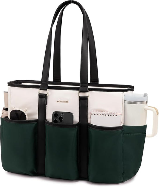 LOVEVOOK 17 Inch Laptop Tote Bag for Women Work, Teacher Tote Nurse Bag, Professional Utility Computer Bag For Work/Travel/College/Daily, Large Purse Handbag With Multi Pockets & Top Zipper by LOVEVOOK