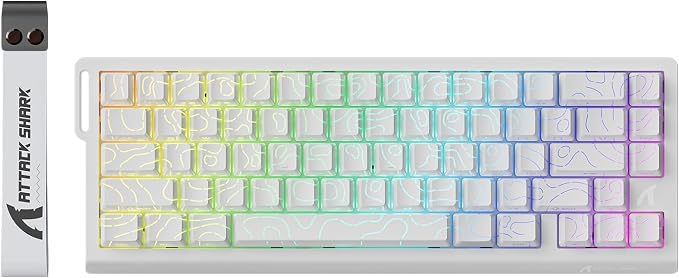 ATTACK SHARK X68HE RT Mechanical Gaming Keyboard 60% Wired TKL-WhiteContour | Adjustable Actuation,Hall Effect Magnetic Switch,8KHz Polling Rate,RGB Backlit,Top Mount,Side Printed Keycap for PC Mac Gamer by ATTACKSHARK