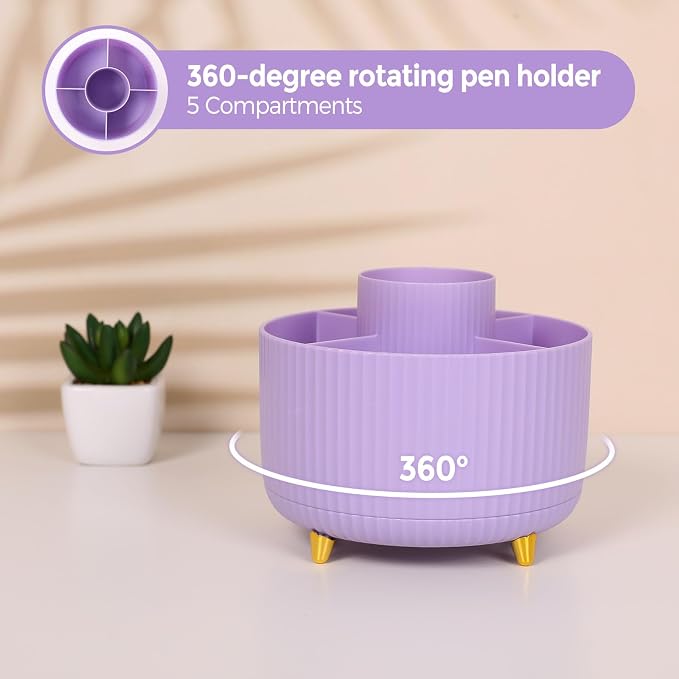 SKYDUE Purple Office Supplies Set, Purple Office Desk Accessories 10PCS, Pencil Holder for Desk, Stapler, Tape Dispenser, Scissors, Ruler, Binder/Paper Clips and 1000pcs Staples,Desk Supplies Set - Image 4