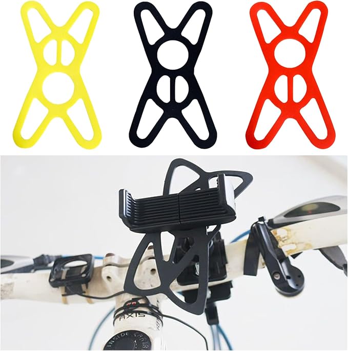 Ziciner 3 PCS Bike Phone Mount Holder Band, Elastic Smart Phone Security Silicone Strap for Motorcycle Bike Phone Mount, Universal Bike Accessories Replacement Parts for Most Cell-Phone (Style 1) by Ziciner