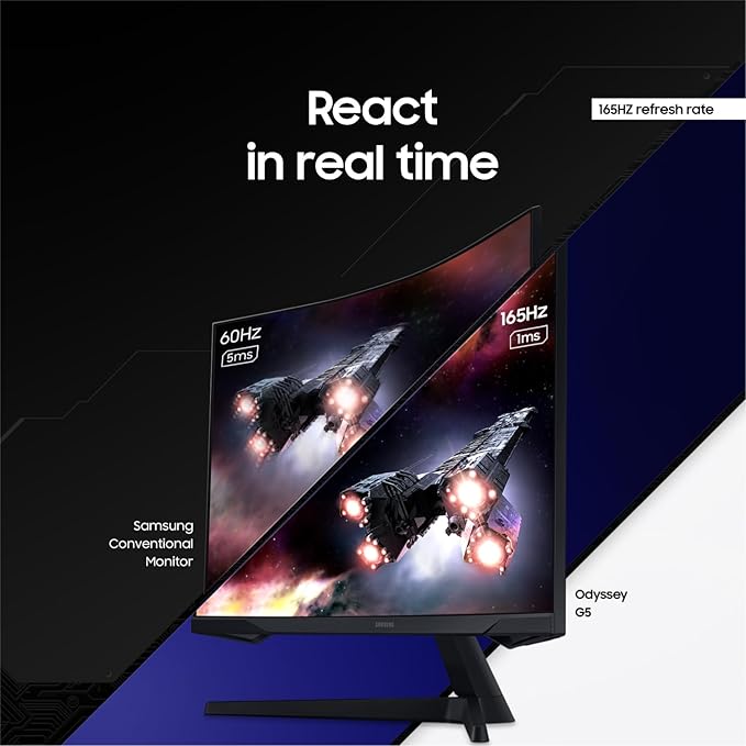 Samsung 32" Odyssey (G55C) Series QHD 1000R Curved Gaming Monitor, | 165Hz, 1ms(MPRT), HDR10, AMD Radeon FreeSync, Eye Care, Glare Free, Sharp Resolution (LS32CG550ENXZA) - Image 4