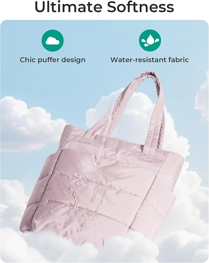 BAGSMART Tote Bag for Women, Lightweight Puffy Tote Bag with Compartments Shoulder Bag Handbag for Travel, Work, Gym | Lightweight - Image 5