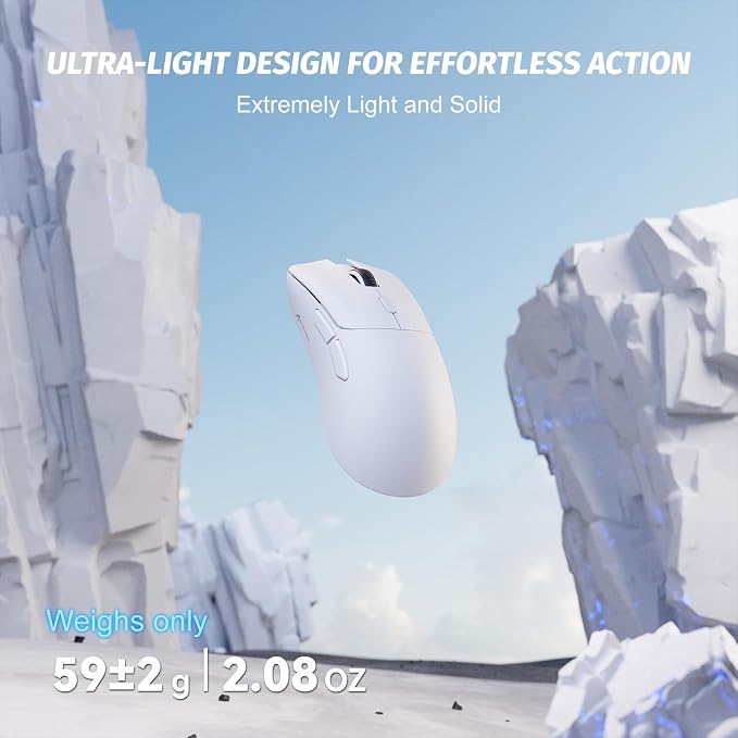 ATTACK SHARK X68 HE 60% Wired RT 8K Keyboard and Wireless R1 Mouse-White | Adjustable Actuation,Hall Effect Mechanical Magnetic Switch,Coiled Cable,USB C/2.4Ghz/BT Ultralight 18K DPI Mice for PC Gamer - Image 5