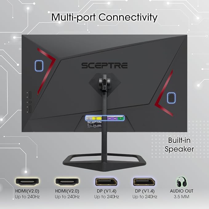 New! Sceptre 24.5-inch Gaming Monitor 240Hz 1ms DisplayPort x2 HDMI x2 100% sRGB AMD FreeSync Premium Build-in Speakers, Machine Black 2026 (E255B-FWD240 Series) - Image 5
