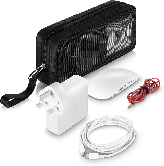 CM Travel Cable Organizer Case Portable Computer Accessories Zipper Mesh Pouch for Holding Laptop Mouse, Power Bank, USB, Adapter, Charger, Cellphone and Cosmetics (Case ONLY) - Image 4
