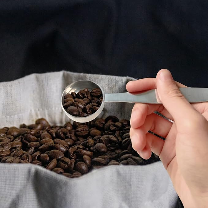 2-in-1 Coffee Scoops, 304 Stainless Steel Tablespoon Measure Spoon, with Pressed Bottom for Coffee Bean Press Coffee Grinding Pressing（Silver15 ml） - Image 4