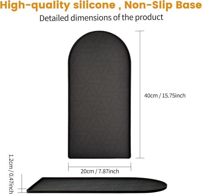 Silicone Coffee Mat,15.8"x7.9" Coffee Bar Mats for Countertop,Espresso Mat, Silicone Heat Resistant Mat for Espresso Machine/Coffee Maker（Black） - Image 3
