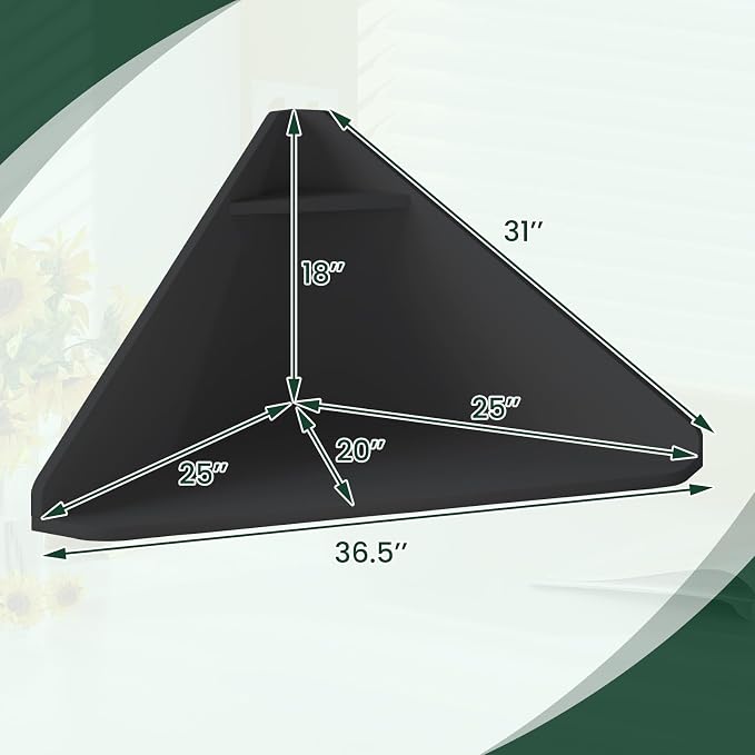 GOFLAME Floating Corner Desk, Wall Mounted Triangular Computer Desk w/Storage Shelf, Space-Saving Design, 90° Wooden Floating Home Office Desk for Writing, Working, Studying (Black) - Image 3
