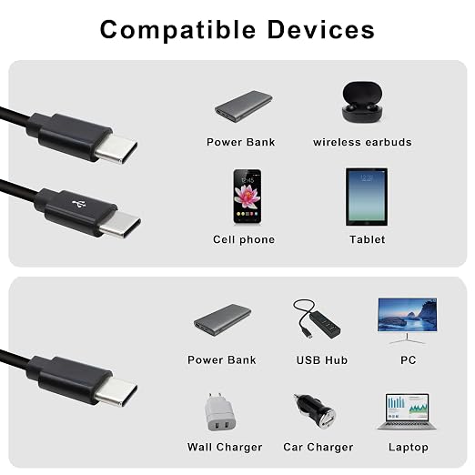 2 in 1 USB Type C Splitter Cable,USB C Male to 2 USB C Male Data Snyc and Charging Cord,USB C Multi Charging Cable for Cell Phones,Tablets and More(1.6FT/0.5M) - Image 4
