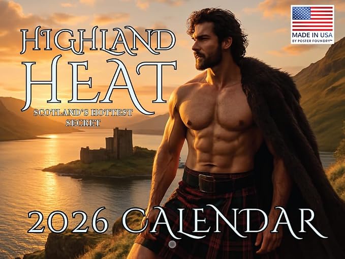 Hot Scottish Men In Kilts Calendar 2026 Monthly Wall Calender 12 Month | American Made In The USA by PosterFoundry