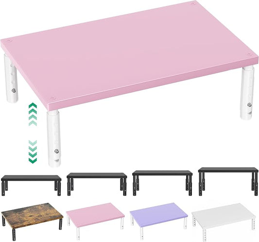 OPNICE Adjustable Computer Monitor Stand Riser for Desk, Desk Organizer & Office Decor for Women, Laptop Stand, Office Desk Accessories & Workspace Organizers for Home Office, Pink Wood by OPNICE