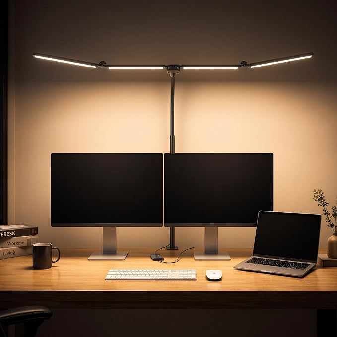 LED Desk Lamps for Home Office, Adjustable Swing Arm Desk Lamp with Clamp | Gooseneck Tall Clip on Desk Light for Sewing,Reading,Draw,Workbench,Study,Puzzle,Craft,Monitor,Architect,Computer,Task by KARY