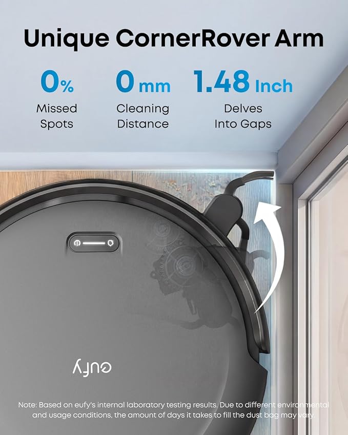 eufy C10 Robot Vacuum Self Emptying, 8 Weeks Hands Free, 2.85-Inch Slim | Advanced Smart Mapping with LiDAR Navigation, Powerful Suction, Edge Expansion Brush for Pet Hair, Carpet Detection - Image 4