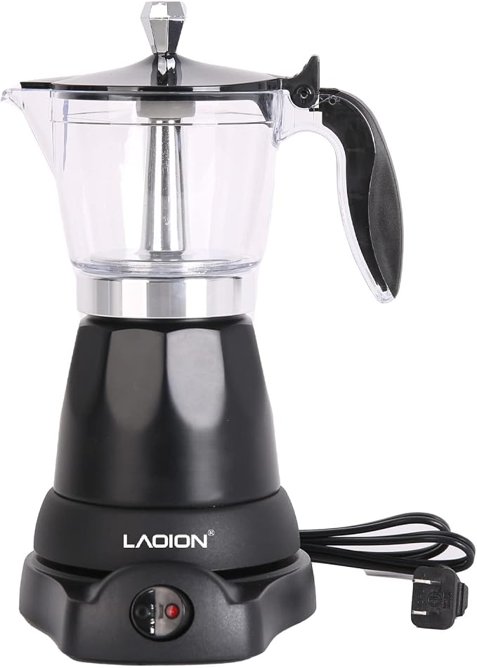 LAOION Cuban Coffee Maker, 6 or 3cup Electric Espresso Coffee Maker | Portable Cafeteras Electricas Modernas, Electric Moka Pot with Detachable Base & Overheat Protection, Coffee Gift by LAOION