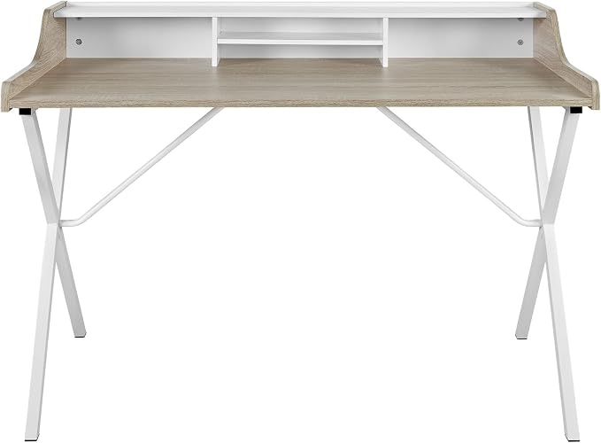 Modway Bin Contemporary Modern Writing Desk With Storage Cubbies in Oak - Image 4