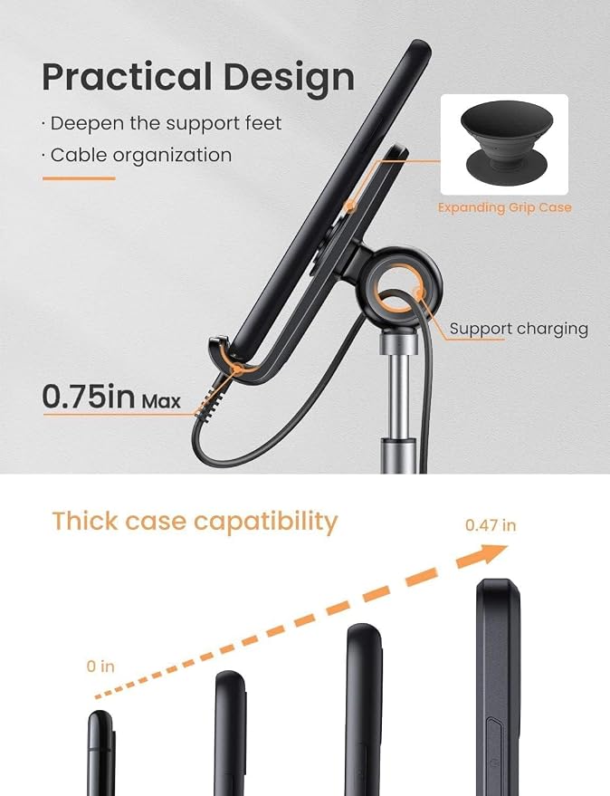 LISEN Cell Phone Stand Phone Holder for Desk, Gaming for Nintendo Switch | Phone Holder, Office Accessories, Gadgets for Men, Desk Accessories for Men, Compatible with Switch iPad, 4-10 in Devices - Image 3