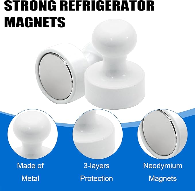 LOVIMAG Fridge Magnets 20Pcs, Magnet for Refrigerator Whiteboard, White | Small Strong Neodymium Metal Cute Push Pin for Classroom, Kitchen, Accessories Decorative, Office, Calendar - Image 4