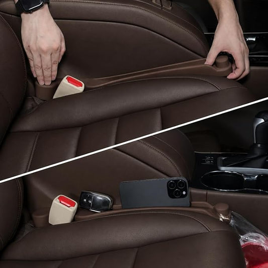 Car Seat Gap Filler Set of 2, 3IN1 Seat Side Gap Filler Plug with Storage Slot & Hook Function, Soft Foam Universal Fit Car SUV Truck Fill Gap Between Seats Console Organizer（Narrow Dark brown） by Givifive