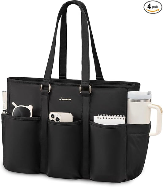 LOVEVOOK 17 Inch Laptop Tote Bag for Women Work, Teacher Tote Bag Nurse Bag, Professional Utility Computer Bag For Work/Travel/College/Daily, Large Purse Handbag With Trolley Sleeve & Large Cup Holder by LOVEVOOK