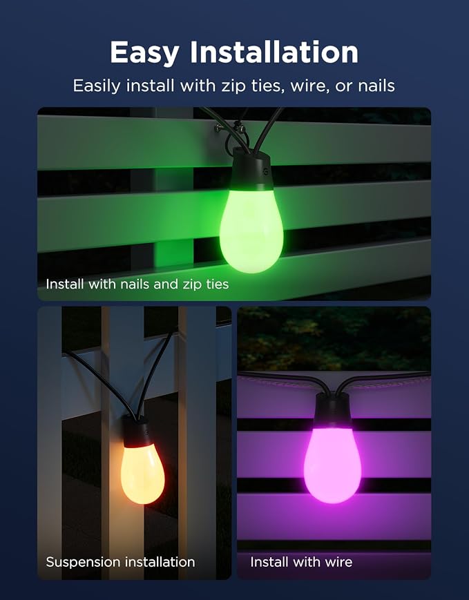 Govee S14 Bulb Outdoor String Lights 2, 48ft RGBICWW, 15 LED Bulbs, IP66 | Patio Lights with 111 Scene Modes for Patio, Backyard, Garden, Compatible with Alexa, Google, Matter, APP Control - Image 7