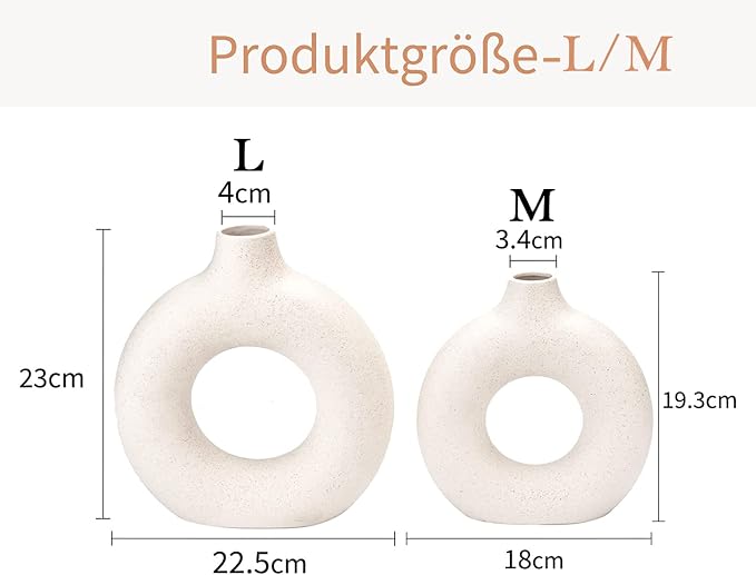 CEMABT Vases for Pampas Grass,2PC Creative Vase Modern Home Decor,Handmade Vase White Ceramic Dried Flowers Crafts Ornaments for Office Home Deco Decoration,Vase Beige - Image 2