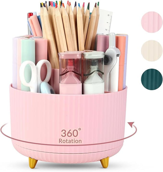 SKYDUE 360 Rotating Multipurpose Organizer - Cute Rotating Pen Holder with 5 Slots for Art Supplies, Office, School, Home by SKYDUE