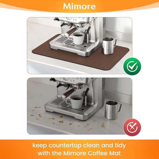 Mimore Coffee Mat - 16x24 Inch Brown Bar Mat for Countertop - Absorbent, Hides Stains, Rubber Backed - Dish Drying Mat Fits Under Coffee Maker, Espresso Machine (Compatible with Ninja Luxe Cafe) - Image 4