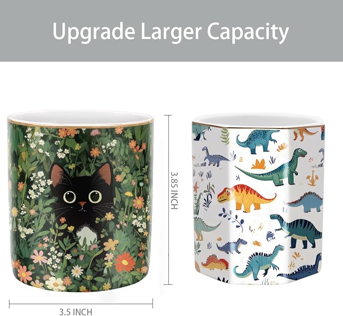 Black Cat Pen Holder for Desk Accessories, Durable Ceramic Pencil Organizer Decor for Room, Office, Classroom, Cat Lover Gifts - Image 2