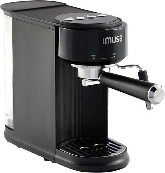 IMUSA 1 or 2 Cup Electric Slimbrew Espresso Cappuccino Coffee Maker, Black | Matte Finish, 20 Bar Pump, Milk Frother, Fast Heating, Hot or Iced Drinks, Home Baristas by VisitIMUSA