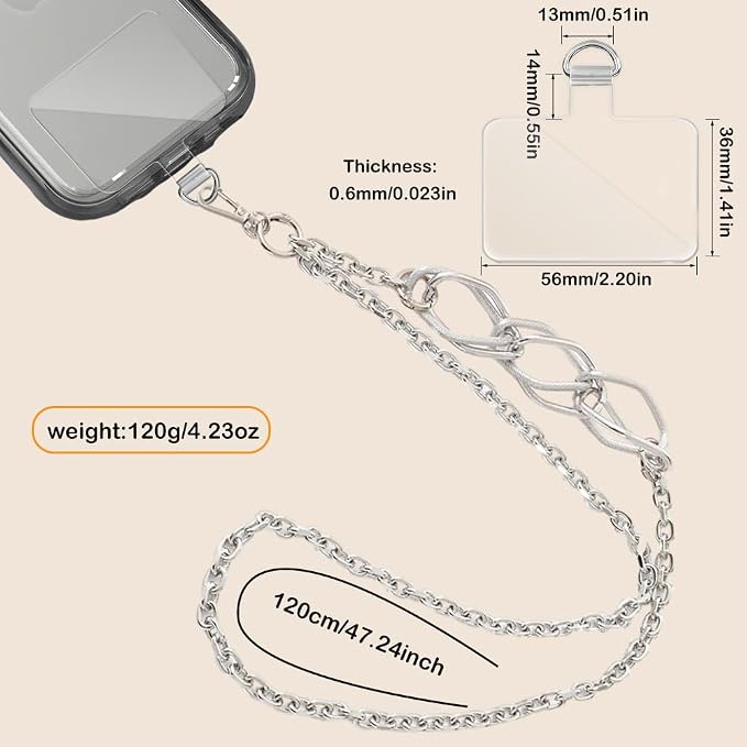Crossbody Lanyard Strap, Durable Metal Cell Phone Chain, Universal Lanyard With Tether Tab, Detachable Chain Strap Compatible With Most Phone Bags and Purses - Image 2
