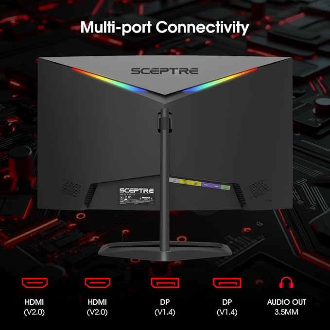 New! Sceptre Curved 24.5-inch Gaming Monitor up to 240Hz 1080p R1500 1ms DisplayPort x2 HDMI x2 Eye Care Build-in Speakers, Machine Black 2026 (C255B-FWT240 Series) - Image 5