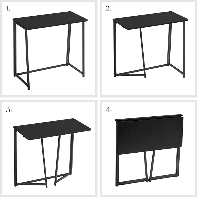 WOHOMO Folding Desk, 31.5" Foldable Computer Table for Small Spaces, Black | Easy Assembly and Fold, Sturdy Home office desks for Study Bedroom Dorm Space Saving Writing Work Apartment - Image 9