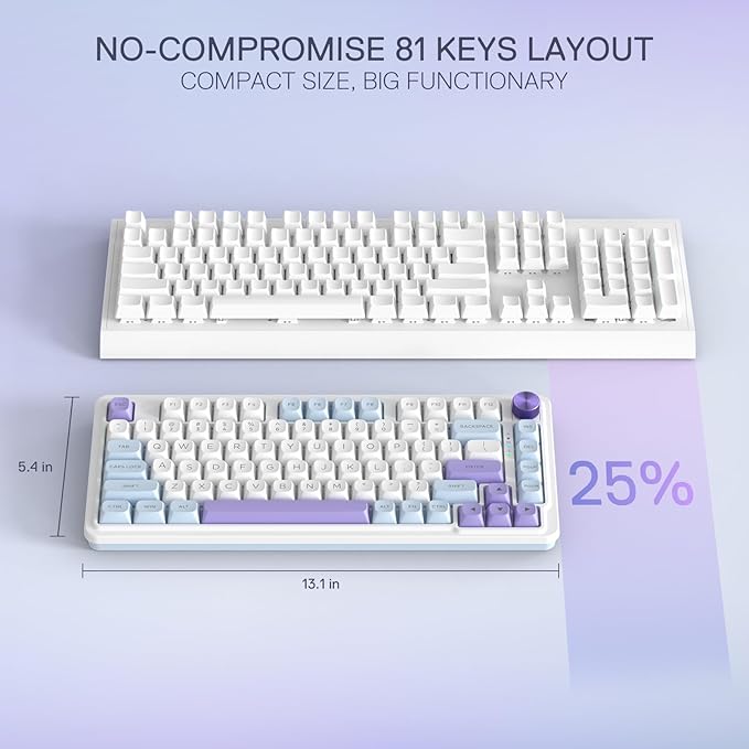 Redragon K673 PRO Wireless 81-Key RGB Gasket Gaming Keyboard, Scroll Knob | Multi-Function Control Wheel, 0-Delay Tri-Mode, Cushioned 5-Layer Noise Dampening for Creamy Thocky Sound, Compact 80% Size - Image 3