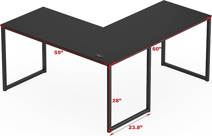 SHW Mission 55 x 60 L-Shape Home Office Computer Desk, Black | Reversible Desktop Design - Image 3